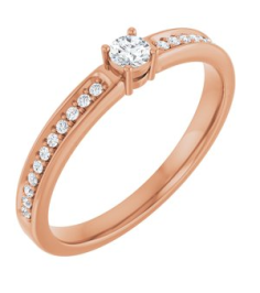 71817 Semi-Set 14K Rose 1-Stone Round 3 Mm Lab-Grown Diamond Polished .08 Ctw Lab Grown Diamond Semi-Set Family Ring