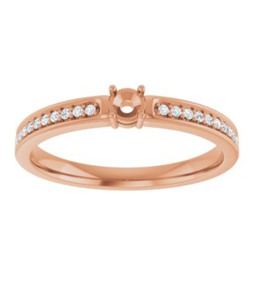 71817 Semi-Set 14K Rose 1-Stone Round 3 Mm Lab-Grown Diamond Polished .08 Ctw Lab Grown Diamond Semi-Set Family Ring