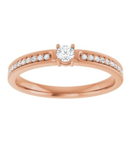 71817 Semi-Set 14K Rose 1-Stone Round 3 Mm Lab-Grown Diamond Polished .08 Ctw Lab Grown Diamond Semi-Set Family Ring