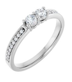 71817 Semi-Set 14K White 2-Stone Round 3 Mm Lab-Grown Diamond Polished .07 Ctw Lab Grown Diamond Semi-Set Family Ring