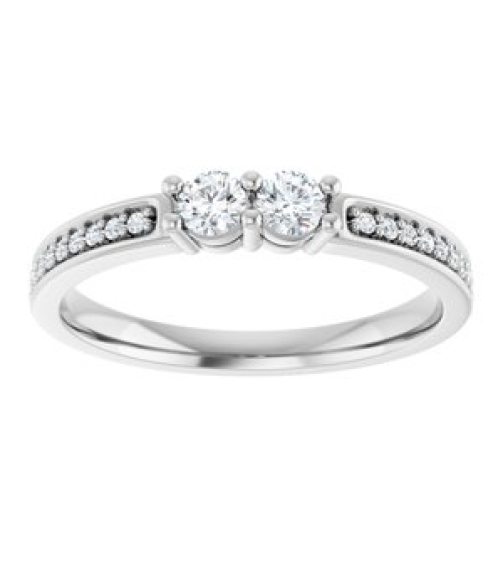 71817 Semi-Set 14K White 2-Stone Round 3 Mm Lab-Grown Diamond Polished .07 Ctw Lab Grown Diamond Semi-Set Family Ring