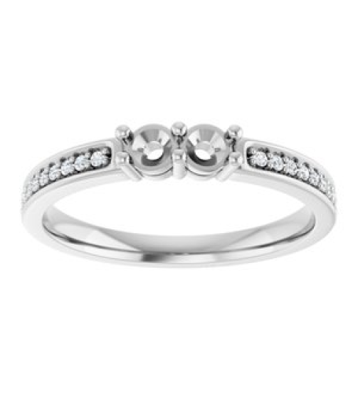 71817 Semi-Set 14K White 2-Stone Round 3 Mm Lab-Grown Diamond Polished .07 Ctw Lab Grown Diamond Semi-Set Family Ring