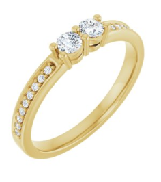 71817 Semi-Set 14K Yellow 2-Stone Round 3 Mm Lab-Grown Diamond Polished .07 Ctw Lab Grown Diamond Semi-Set Family Ring