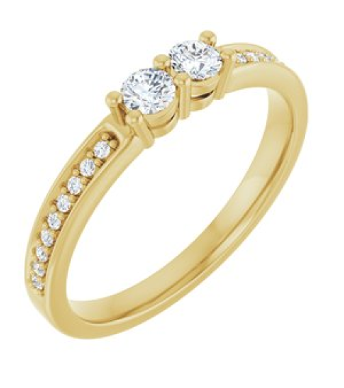 71817 Semi-Set 14K Yellow 2-Stone Round 3 Mm Lab-Grown Diamond Polished .07 Ctw Lab Grown Diamond Semi-Set Family Ring
