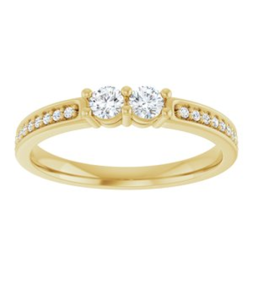 71817 Semi-Set 14K Yellow 2-Stone Round 3 Mm Lab-Grown Diamond Polished .07 Ctw Lab Grown Diamond Semi-Set Family Ring