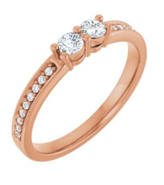 71817 Semi-Set 14K Rose 2-Stone Round 3 Mm Lab-Grown Diamond Polished .07 Ctw Lab Grown Diamond Semi-Set Family Ring
