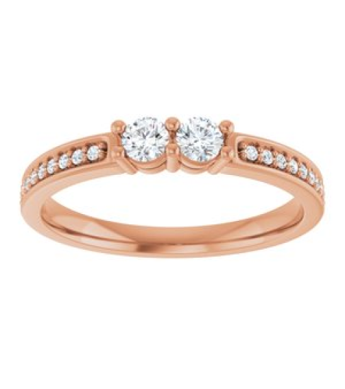 71817 Semi-Set 14K Rose 2-Stone Round 3 Mm Lab-Grown Diamond Polished .07 Ctw Lab Grown Diamond Semi-Set Family Ring