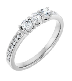 71817 Semi-Set 14K White 3-Stone Round 3 Mm Lab-Grown Diamond Polished .06 Ctw Lab Grown Diamond Semi-Set Family Ring