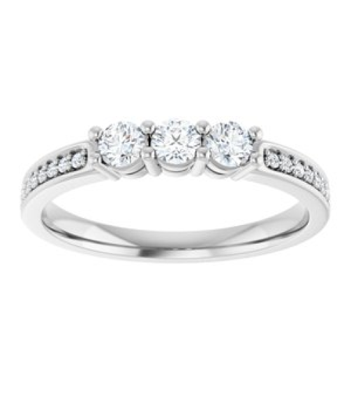 71817 Semi-Set 14K White 3-Stone Round 3 Mm Lab-Grown Diamond Polished .06 Ctw Lab Grown Diamond Semi-Set Family Ring