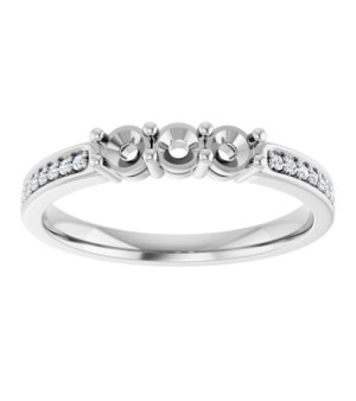 71817 Semi-Set 14K White 3-Stone Round 3 Mm Lab-Grown Diamond Polished .06 Ctw Lab Grown Diamond Semi-Set Family Ring