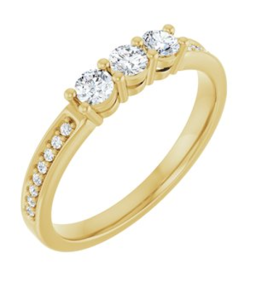 71817 Semi-Set 14K Yellow 3-Stone Round 3 Mm Lab-Grown Diamond Polished .06 Ctw Lab Grown Diamond Semi-Set Family Ring