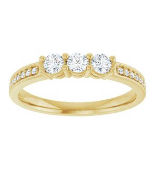 71817 Semi-Set 14K Yellow 3-Stone Round 3 Mm Lab-Grown Diamond Polished .06 Ctw Lab Grown Diamond Semi-Set Family Ring