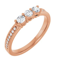 71817 Semi-Set 14K Rose 3-Stone Round 3 Mm Lab-Grown Diamond Polished .06 Ctw Lab Grown Diamond Semi-Set Family Ring