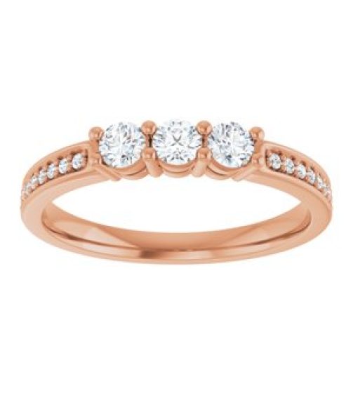 71817 Semi-Set 14K Rose 3-Stone Round 3 Mm Lab-Grown Diamond Polished .06 Ctw Lab Grown Diamond Semi-Set Family Ring