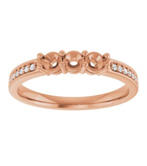 71817 Semi-Set 14K Rose 3-Stone Round 3 Mm Lab-Grown Diamond Polished .06 Ctw Lab Grown Diamond Semi-Set Family Ring