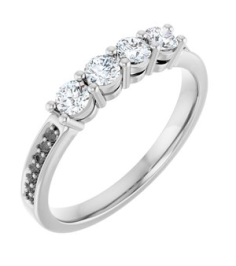 71817 Semi-Set 14K White 4-Stone Round 3 Mm Lab-Grown Diamond Polished .05 Ctw Lab Grown Diamond Semi-Set Family Ring
