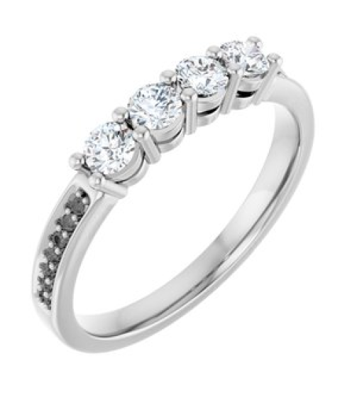 71817 Semi-Set 14K White 4-Stone Round 3 Mm Lab-Grown Diamond Polished .05 Ctw Lab Grown Diamond Semi-Set Family Ring