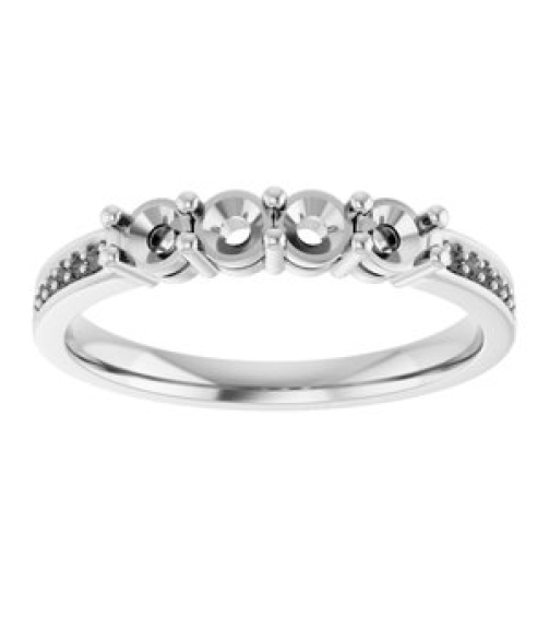 71817 Semi-Set 14K White 4-Stone Round 3 Mm Lab-Grown Diamond Polished .05 Ctw Lab Grown Diamond Semi-Set Family Ring