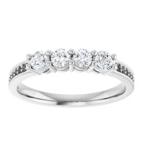 71817 Semi-Set 14K White 4-Stone Round 3 Mm Lab-Grown Diamond Polished .05 Ctw Lab Grown Diamond Semi-Set Family Ring