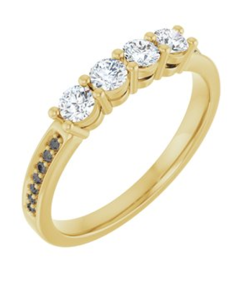 71817 Semi-Set 14K Yellow 4-Stone Round 3 Mm Lab-Grown Diamond Polished .05 Ctw Lab Grown Diamond Semi-Set Family Ring