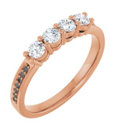 71817 Semi-Set 14K Rose 4-Stone Round 3 Mm Lab-Grown Diamond Polished .05 Ctw Lab Grown Diamond Semi-Set Family Ring