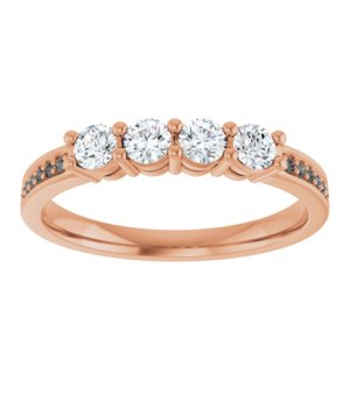 71817 Semi-Set 14K Rose 4-Stone Round 3 Mm Lab-Grown Diamond Polished .05 Ctw Lab Grown Diamond Semi-Set Family Ring