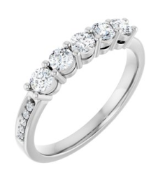 71817 Semi-Set 14K White 5-Stone Round 3 Mm Lab-Grown Diamond Polished .04 Ctw Lab Grown Diamond Semi-Set Family Ring