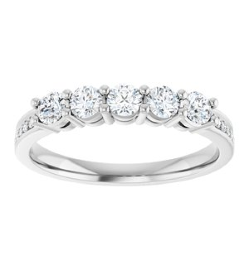 71817 Semi-Set 14K White 5-Stone Round 3 Mm Lab-Grown Diamond Polished .04 Ctw Lab Grown Diamond Semi-Set Family Ring