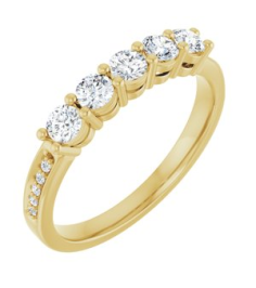 71817 Semi-Set 14K Yellow 5-Stone Round 3 Mm Lab-Grown Diamond Polished .04 Ctw Lab Grown Diamond Semi-Set Family Ring