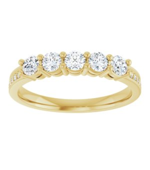71817 Semi-Set 14K Yellow 5-Stone Round 3 Mm Lab-Grown Diamond Polished .04 Ctw Lab Grown Diamond Semi-Set Family Ring