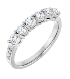 71817 Semi-Set 14K White 6-Stone Round 3 Mm Lab-Grown Diamond Polished .03 Ctw Lab Grown Diamond Semi-Set Family Ring