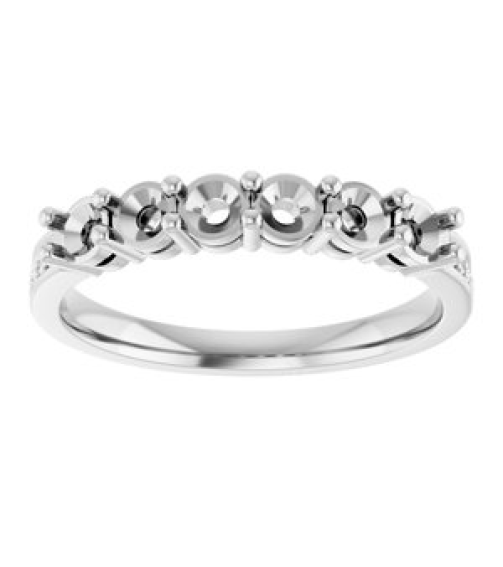 71817 Semi-Set 14K White 6-Stone Round 3 Mm Lab-Grown Diamond Polished .03 Ctw Lab Grown Diamond Semi-Set Family Ring
