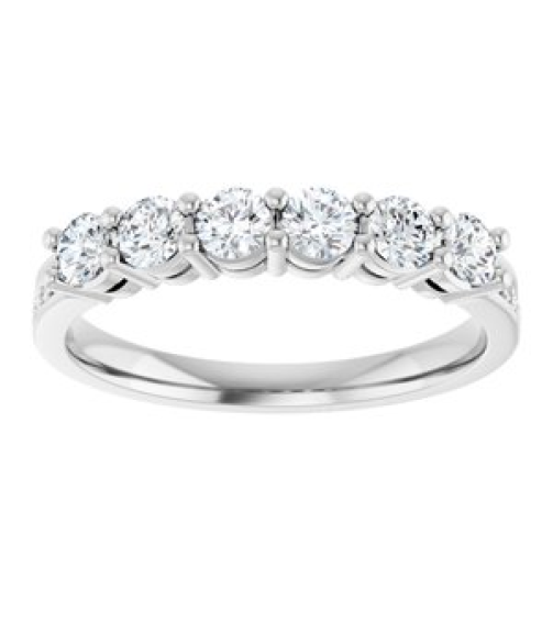 71817 Semi-Set 14K White 6-Stone Round 3 Mm Lab-Grown Diamond Polished .03 Ctw Lab Grown Diamond Semi-Set Family Ring