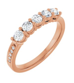 71817 Semi-Set 14K Rose 5-Stone Round 3 Mm Lab-Grown Diamond Polished .04 Ctw Lab Grown Diamond Semi-Set Family Ring