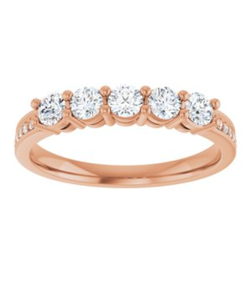 71817 Semi-Set 14K Rose 5-Stone Round 3 Mm Lab-Grown Diamond Polished .04 Ctw Lab Grown Diamond Semi-Set Family Ring