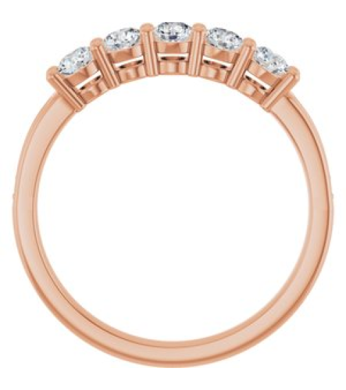 71817 Semi-Set 14K Rose 5-Stone Round 3 Mm Lab-Grown Diamond Polished .04 Ctw Lab Grown Diamond Semi-Set Family Ring