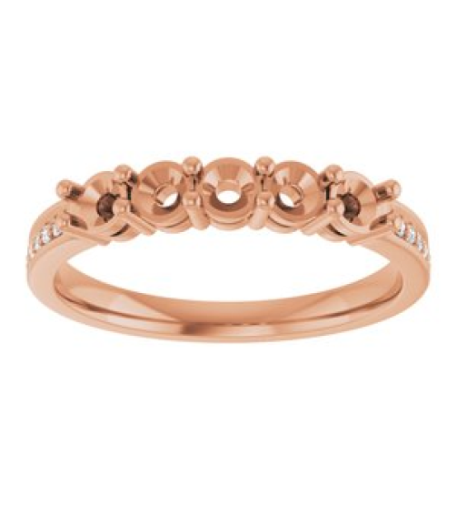 71817 Semi-Set 14K Rose 5-Stone Round 3 Mm Lab-Grown Diamond Polished .04 Ctw Lab Grown Diamond Semi-Set Family Ring