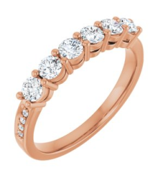 71817 Semi-Set 14K Rose 6-Stone Round 3 Mm Lab-Grown Diamond Polished .03 Ctw Lab Grown Diamond Semi-Set Family Ring