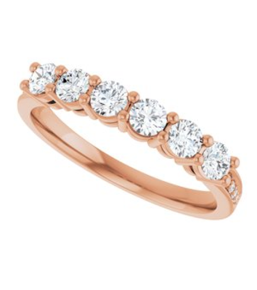71817 Semi-Set 14K Rose 6-Stone Round 3 Mm Lab-Grown Diamond Polished .03 Ctw Lab Grown Diamond Semi-Set Family Ring