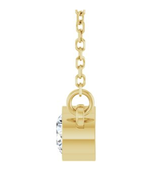 61134 Necklace Set 14K Yellow Round Lab-Grown Diamond 4.1Mm 14 Ct Si1-Si2, Gh 18 In Polished 14 Ct Lab Grown Diamond Solitaire Necklace