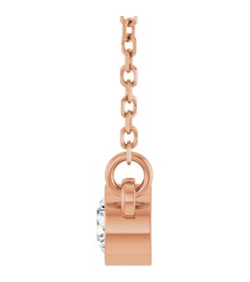 61134 Necklace Set 14K Rose Round Lab-Grown Diamond 3.4Mm 16 Ct Si1-Si2, Gh 18 In Polished 16 Ct Lab Grown Diamond Solitaire Necklace
