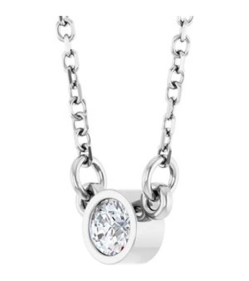 61134 Necklace Set 14K White Round Lab-Grown Diamond 3Mm 110 Ct Si1-Si2, Gh 18 In Polished 110 Ct Lab Grown Diamond Solitaire Necklace