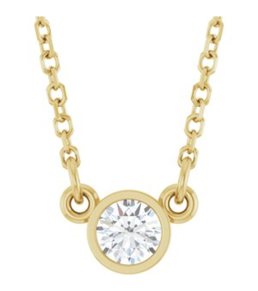 61134 Necklace Set 14K Yellow Round Lab-Grown Diamond 3.4Mm 16 Ct Si1-Si2, Gh 18 In Polished 16 Ct Lab Grown Diamond Solitaire Necklace