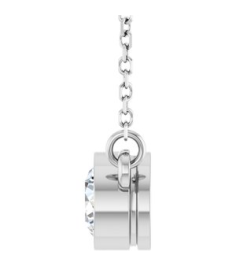 61134 Necklace Set 14K White Round Lab-Grown Diamond 5.2Mm 12 Ct Si1-Si2, Gh 18 In Polished 12 Ct Lab Grown Diamond Solitaire Necklace