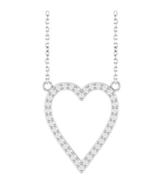 88611 Necklace Set Platinum Round Natural Diamond 19.7 X 16.7 Mm 1.2Mm 14 Ctw Si2-Si3, G-H 18 In Polished 14 Ctw Natural Diamond Heart Necklace