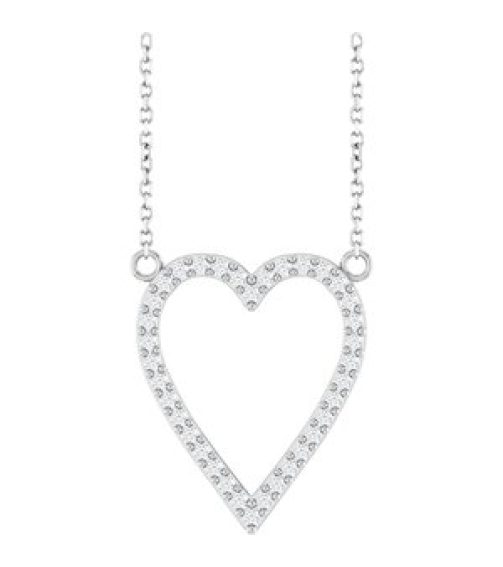 88611 Necklace Set Platinum Round Natural Diamond 19.7 X 16.7 Mm 1.2Mm 14 Ctw Si2-Si3, G-H 18 In Polished 14 Ctw Natural Diamond Heart Necklace