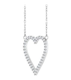 88611 Necklace Set Platinum Round Natural Diamond 19.7 X 16.7 Mm 1.2Mm 14 Ctw Si2-Si3, G-H 18 In Polished 14 Ctw Natural Diamond Heart Necklace