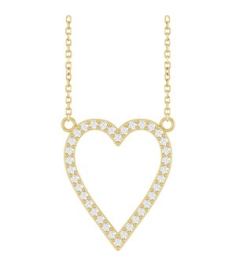 88611 Necklace Set 14K Yellow Round Natural Diamond 19.7 X 16.7 Mm 1.2Mm 14 Ctw I1, G-H 18 In Polished 14 Ctw Natural Diamond Heart Necklace