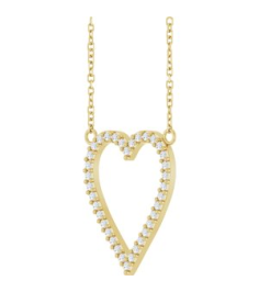 88611 Necklace Set 14K Yellow Round Natural Diamond 19.7 X 16.7 Mm 1.2Mm 14 Ctw I1, G-H 18 In Polished 14 Ctw Natural Diamond Heart Necklace