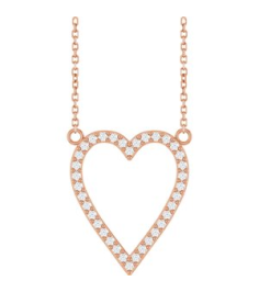 88611 Necklace Set 14K Rose Round Natural Diamond 19.7 X 16.7 Mm 1.2Mm 14 Ctw I1, G-H 18 In Polished 14 Ctw Natural Diamond Heart Necklace